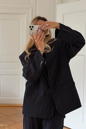 Navy Stripe Oversized Blazer