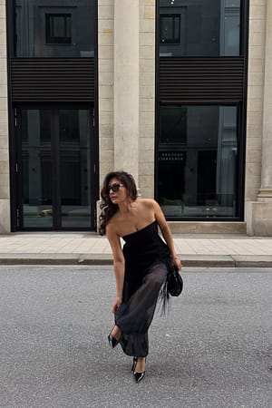 Black Chiffon-bukser med ballonkant