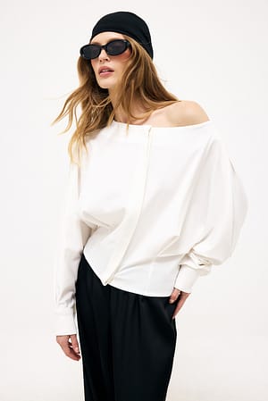 White Off-Shoulder-Shirt aus Jersey