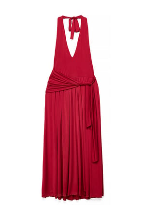 Red Jersey maxi-jurk met open rug
