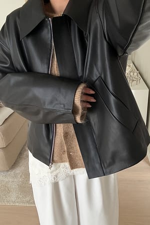 Black Chaqueta corta de PU