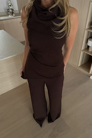 Brown Struktureret top med halterneck