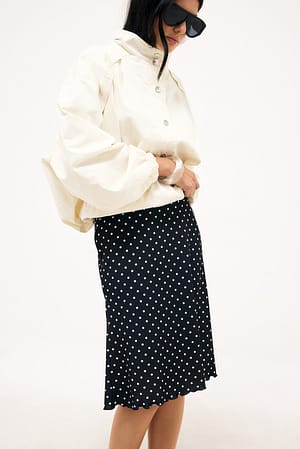 White Dots Knee Length Jersey Skirt