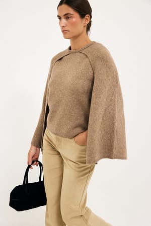 Nougat Knitted Cape Sweater