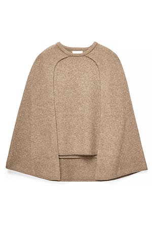 Nougat Knitted Cape Sweater