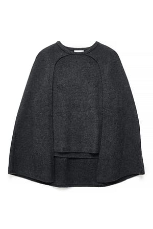 Dark Grey Knitted Cape Sweater