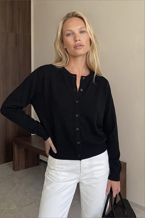 Black Strikket cardigan i kashmir