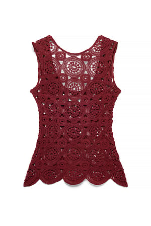 Dark Rust Knitted Crochet Vest