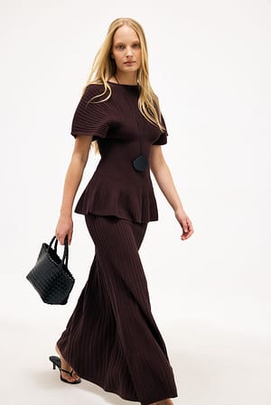 Brown Jupe longue fluide en maille
