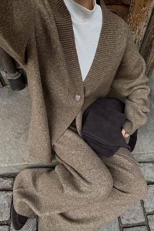 Nougat Knitted Folded Trousers