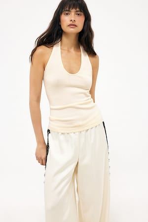 Offwhite Gebreide top met halternek