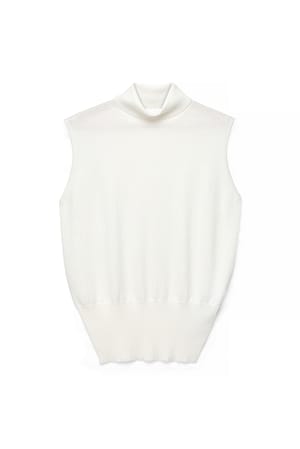 Offwhite Top de punto de manga sisa y cuello subido