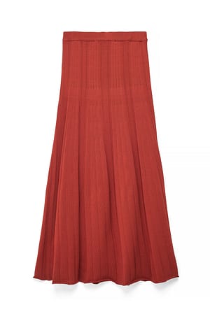 Rustic Red Gebreide maxirok met onregelmatige rib