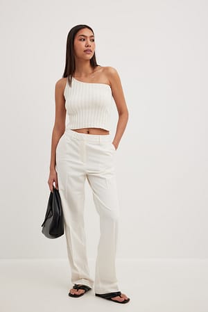 Golden One Shirred Off Shoulder Top - White
