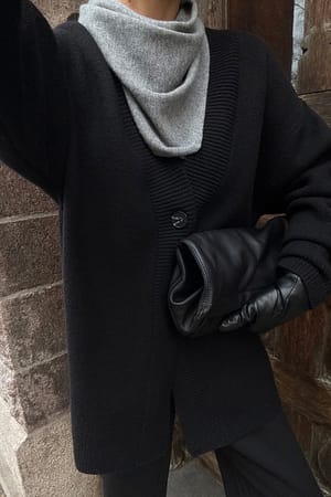 Black Knitted Oversized Cardigan