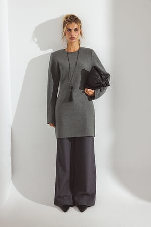 The Drop Abito Lungo In Maglia Con Spalline Imbottite, Vestibilità Regolare, 117 Cm, Per Donna, Eleganza Quotidiana