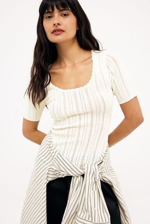 Offwhite Haut en maille pointelle à manches courtes