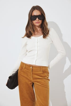 Offwhite Gebreid vest met lage hals