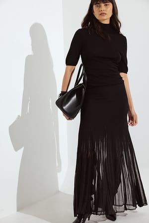 Black Knitted Sheer Maxi Skirt