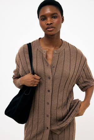 Brown Gebreid vest met korte mouwen
