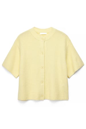 Light Yellow Strikket cardigan med korte ermer