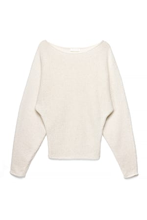 Offwhite Jersey de hilo de lana trenzada