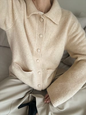 Cream Strikket cardigan i uldblanding