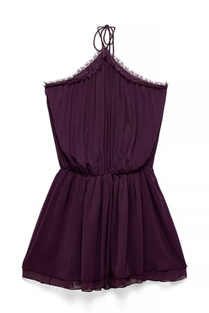 Plum Lace Halterneck Mini Dress