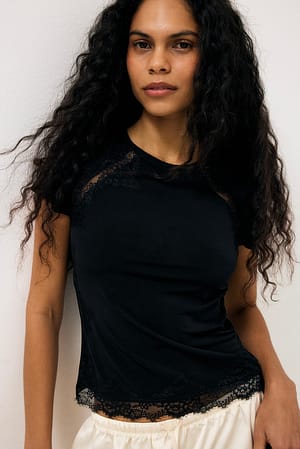 Black Lace Insert Baby Tee