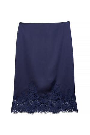 Navy Lace Midi Skirt
