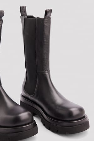 Leather Calf Boots Black | NA-KD