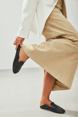 Black Step-in loafers i läder