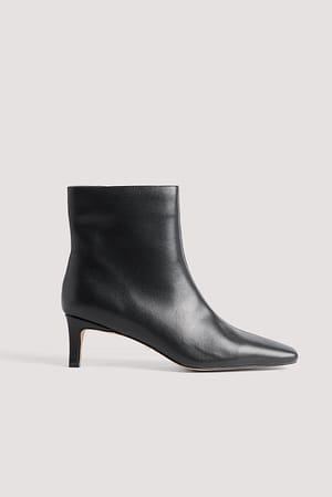 Leather Stiletto Ankle Boots Black | NA-KD