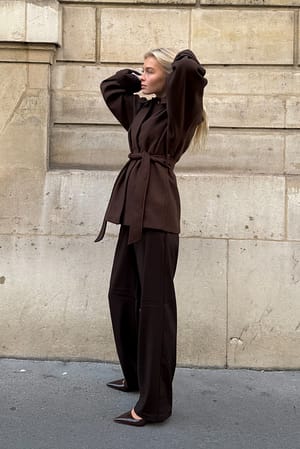 Brown Tailored Mid Waist Pants