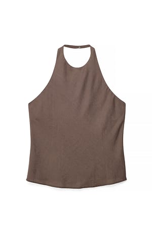 Brown Neckholder-Top aus Leinen-Lyocell-Mix