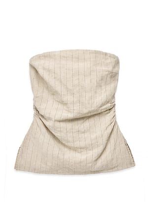 Beige Bandeau-topp i linblanding
