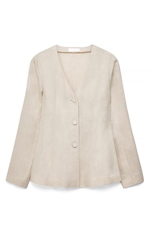 Beige Sanduhr-Bluse aus Leinen