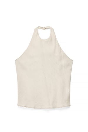 Light Beige Top de lino y lyocell con cuello halter