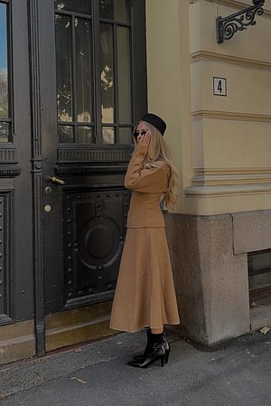 Brown Mid Taille Midi Rok