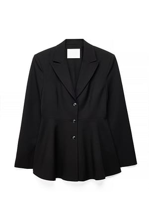 Black Langer taillierter Peplum-Blazer