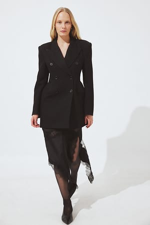Black Long Hourglass Blazer