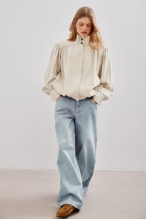 Blue Losse lange jeans met lage taille
