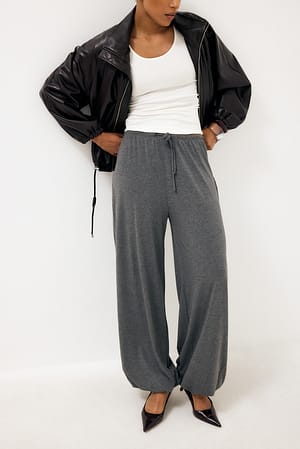 Grey Melange Loungewear Balloon Trouser