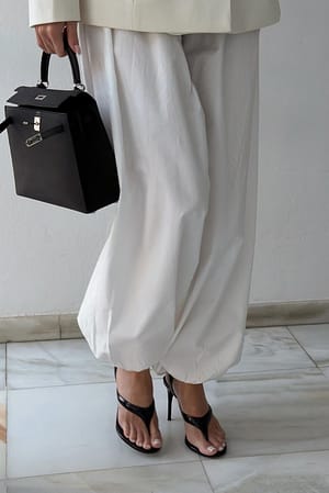 White Mid Waist Balloon Pants
