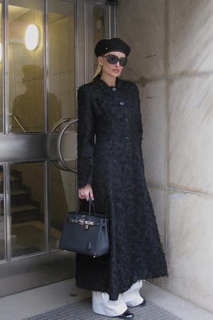 Black Oversized tynd struktureret frakke