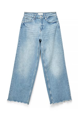 Light Blue Low Waist Distressed Detailed Baggy Jeans