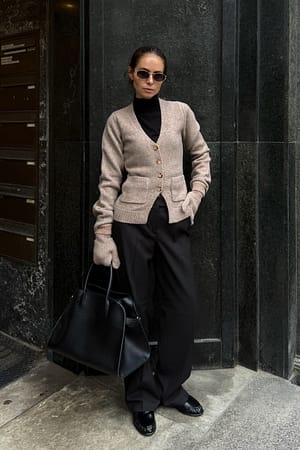Black Tailored Mid Waist Suit Pants