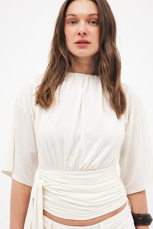 Offwhite Marked Waist Tie Top