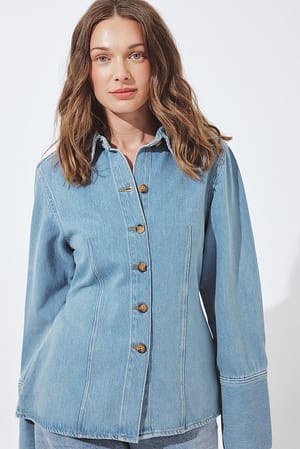 Light Blue Marked Waist Denim Shirt
