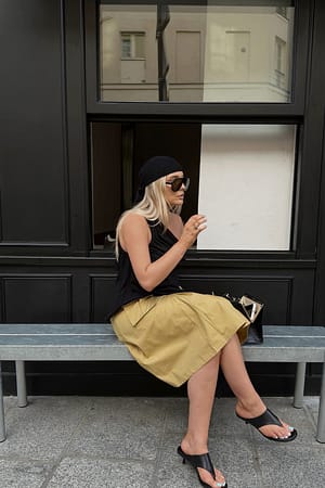 Beige Cargo Knee Length Skirt